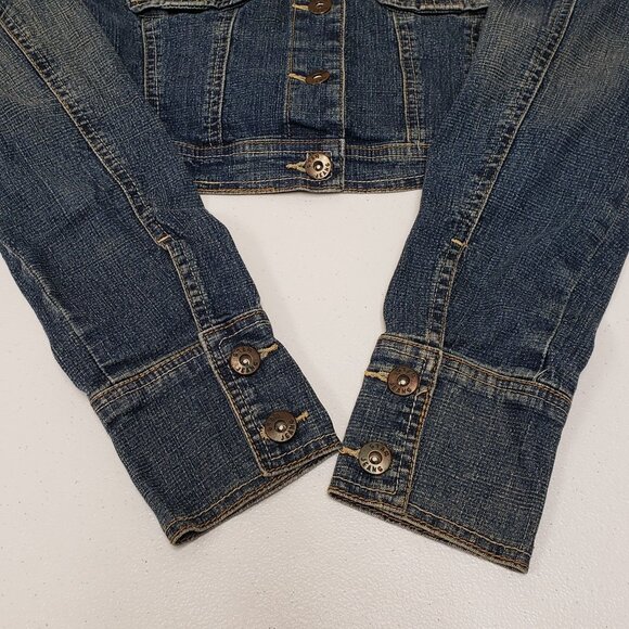 Star Jeans Womens Cropped Denim Jacket Button Size Medium - Picture 4 of 9